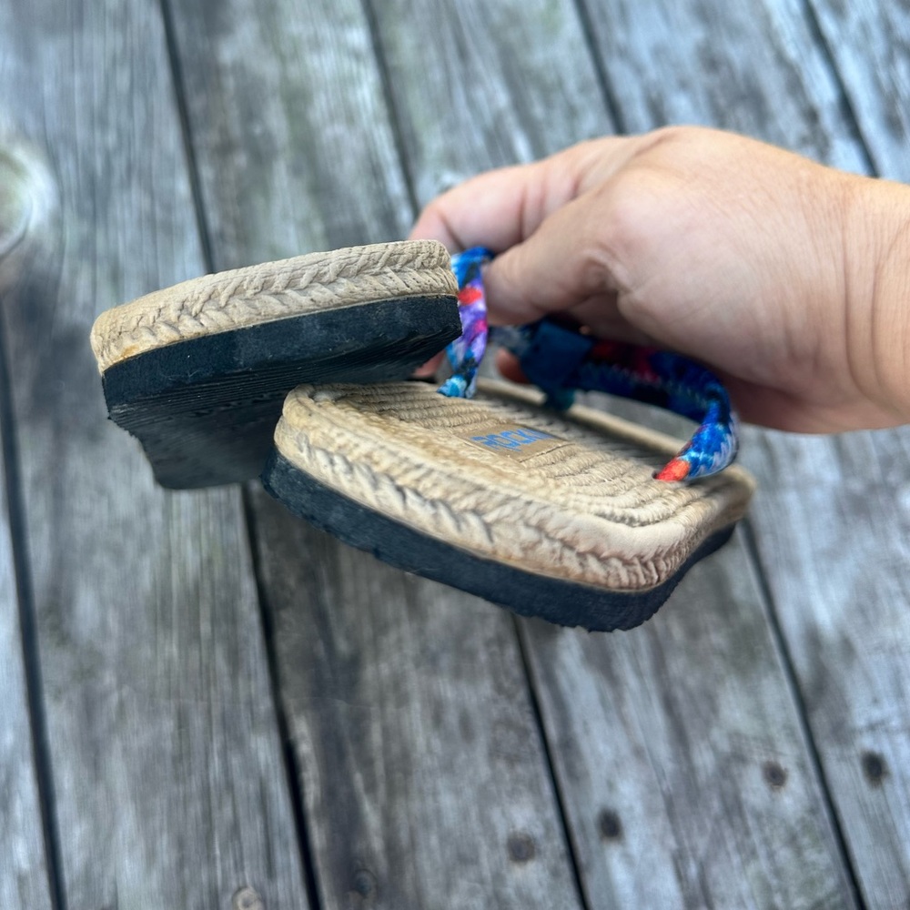 ROCKIN' Vibrant Floral Espadrille Flip Flop Sandals - Sz 7 - Picture 6 of 7